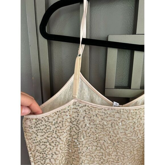 NWT Express gold cream sequins tank top S - Picture 5 of 5